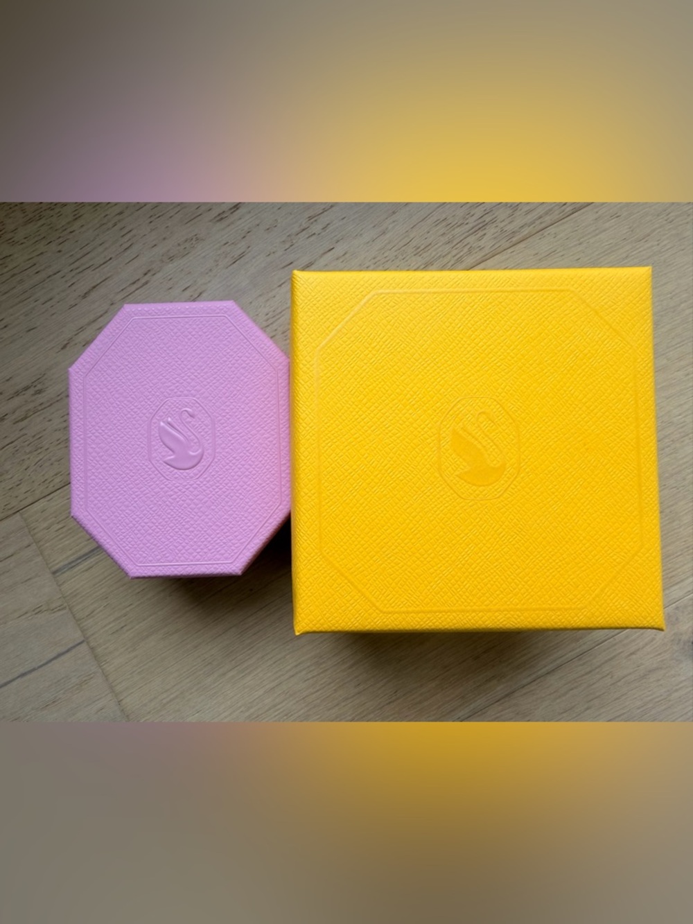Swarovski Pink Octagonal Jewelry Box & Yellow Square Box - Picture 5 of 6